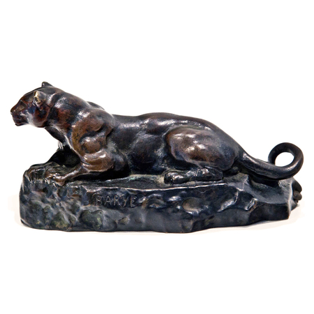 Bronzeskulptur des ‚Panthers von Tunis‘, sig. Barye