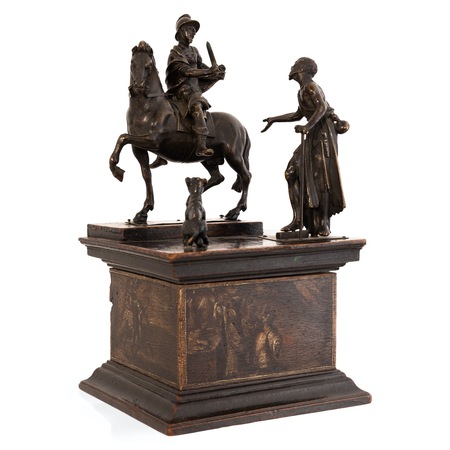 Bronzegruppe Hl. Martin mit Bettler und Hund, Norditalien 17. Jahrhundert