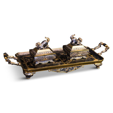 Chinoiserie Schreibtischgarnitur, 19. Jahrhundert