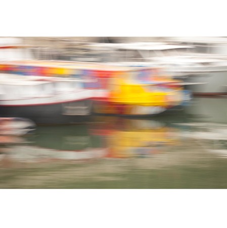 Druck von Anatoly Rudakov, Boote auf der Seine, Paris, 2013