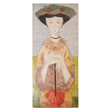 Gemälde Frau mit Hut, sig. R. Coneri, 20. Jahrhundert