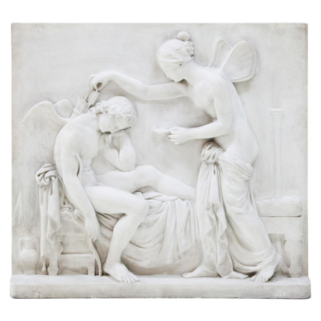 Heinrich Max Imhof (1795-1869), Marmorrelief Amor und Psyche, Rom um 1830