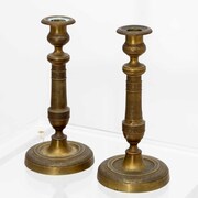 Paar Messing Kerzenständer, 19. Jahrhundert