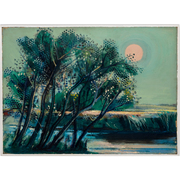 Josef Steiner (1899-1977), Expressive Morgenlandschaft mit Mond