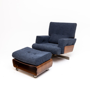 Lounge Sessel mit Hocker, Mitte 20. Jahrhundert