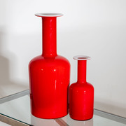 Rote Glasvasen von Otto Brauer Bang für Holmegaard, Schweden 1960er Jahre