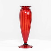 Rote Vase aus Muranoglas, attr. Vittorio Zecchin, Italien Mitte 20. Jahrhundert